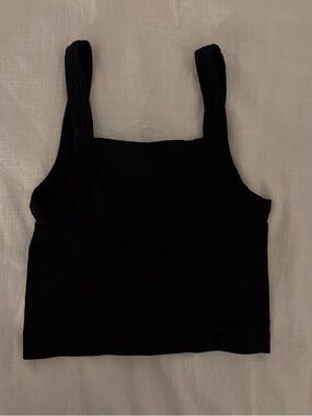 Urban Outfitters Black Ribbed Square-Neck Tank Top